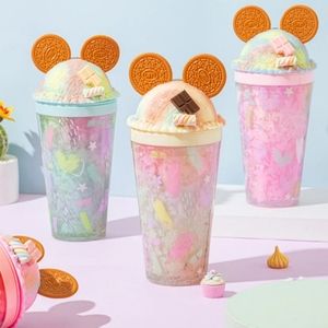 Tumbler Cookie Ears Cold Cup w/ Lid and Straw Double Wall Magic Cold Cup Gift